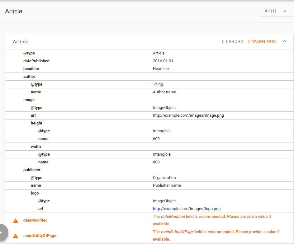 Minimal JSON-LD schema.org/Article markup