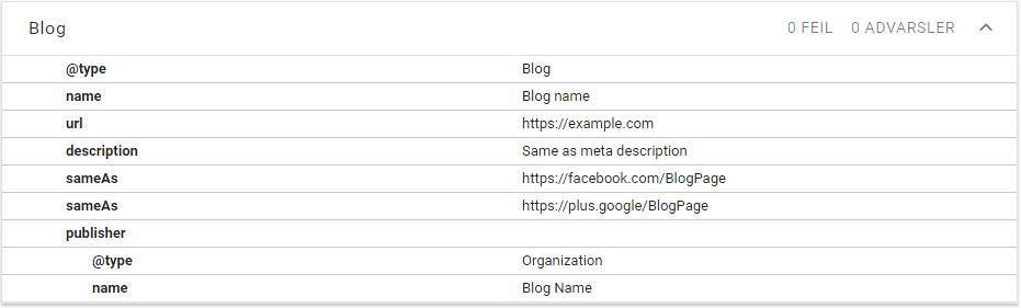 Minimal JSON-LD schema.org/Blog markup