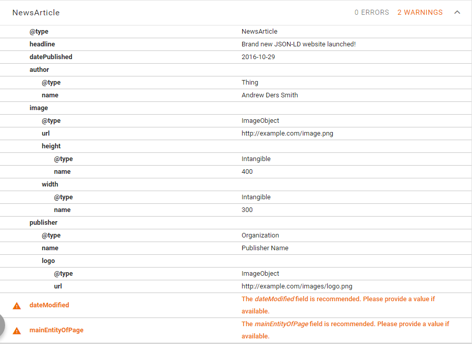 Minimal JSON-LD schema.org/NewsArticle markup