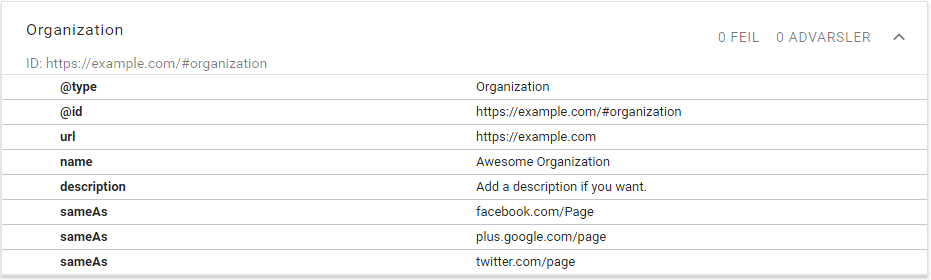 Minimal JSON-LD schema.org/Organization markup
